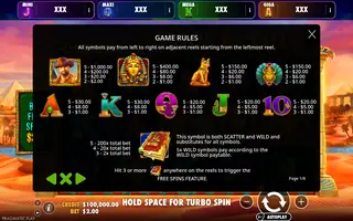 Book of Tut – Oranje Jackpot – Paytable