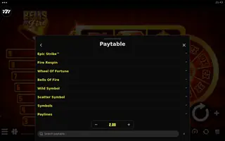 Bells of Fire – Paytable