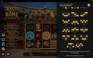 Rage Of Rome POWER COMBO – Paytable