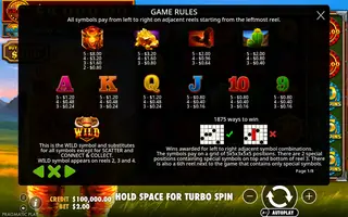 Fire Stampede 2 – Paytable