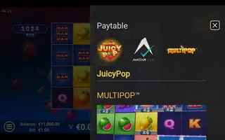 JuicyPop – Paytable