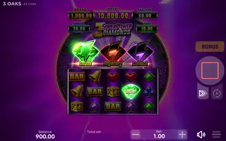 3 SuperPower Diamonds – Feature in play