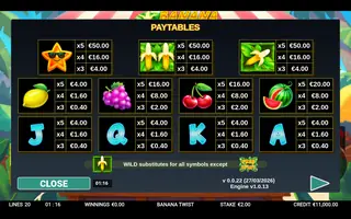 Banana Twist – Paytable