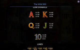 The Wild 300 – Paytable