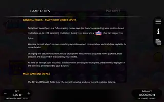 Tasty Rush Sweet Spots – Game rules