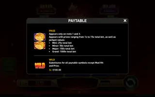 Mad Hit Devil – Paytable