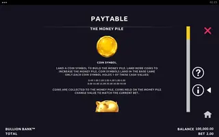 Bullion Bank – Paytable