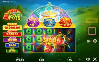 4 Super Clover Pots – Winning spin