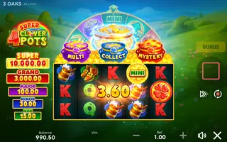 4 Super Clover Pots – Winning spin