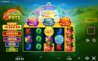 4 Super Clover Pots – Feature in play