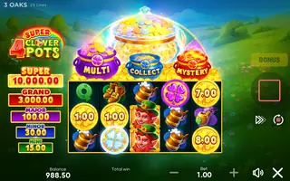 4 Super Clover Pots – Feature in play