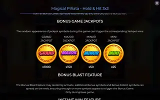 Magical Pinata – Hold & Hit 3×3 – Paytable