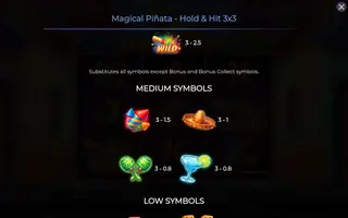 Magical Pinata – Hold & Hit 3×3 – Paytable