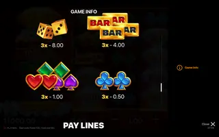 Diamonds Power XXL Hold and Win – Paytable
