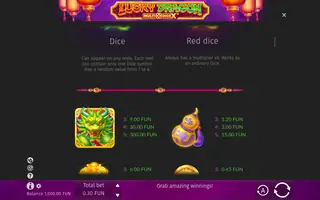 Lucky Dragon Multidice X – Paytable