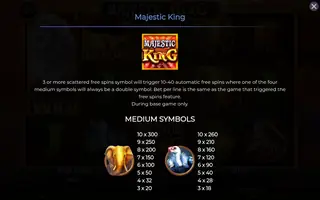 Majestic King – Paytable