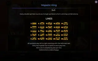 Majestic King – Paytable