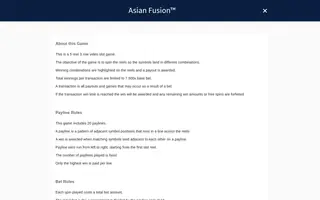 Asian Fusion – Game rules