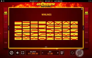 40 Crown Hotfire – Paytable