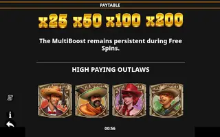 Bounty Hunter MultiBoost – Paytable