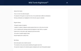 Wild Tomb Nightmare – Game rules