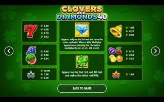 Clovers and Diamonds 40 – Paytable