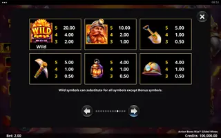 Action Boost Max Gilded Mines – Paytable