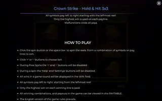 Crown Strike – Hold & Hit 3×3 – Game rules