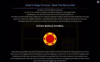Joker’s Mega Fortune – Blast The Bonus 3×3 – Game rules