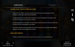 Gates of Hercules 10,000 – Game rules