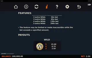 Gold Fusion Extra Wild Madness – Paytable