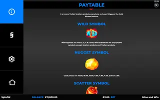 Mine And Win – Paytable