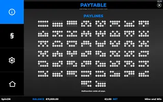 Mine And Win – Paytable