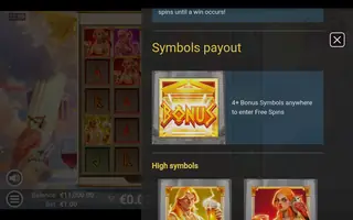 Gods Gone Wild – Paytable
