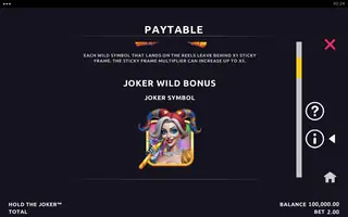 Hold the Joker – Paytable