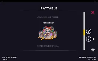 Hold the Joker – Paytable