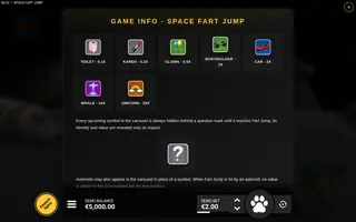 Space Fart Jump – Paytable