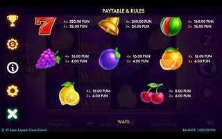 81 Super Expand – Paytable