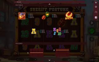 Wild Sheriff Fortune – Paytable