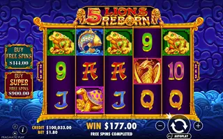 5 Lions Reborn – Winning spin