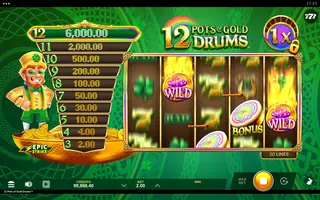 12 Pots of Gold Drums – Feature in play