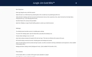 Jungle Jim Gold Blitz – Game rules