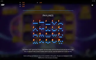 Stellar Gold – Paytable