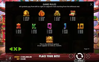 Greedy Fortune Pig – Paytable