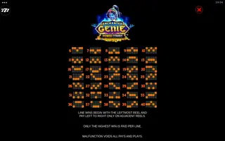 Enchanted Genie Power Combo – Paytable