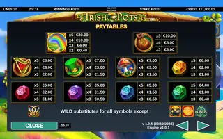 Irish Pots MultiMax – Paytable