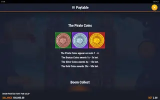 BOOM PIRATES FIGHT FOR GOLD – Paytable