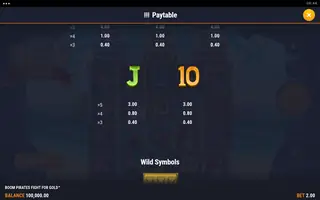BOOM PIRATES FIGHT FOR GOLD – Paytable