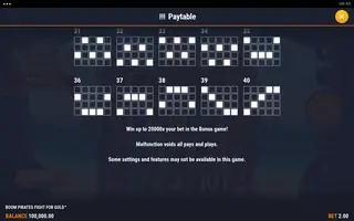 BOOM PIRATES FIGHT FOR GOLD – Paytable