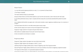 King of Alexandria Mega Moolah – Game rules
